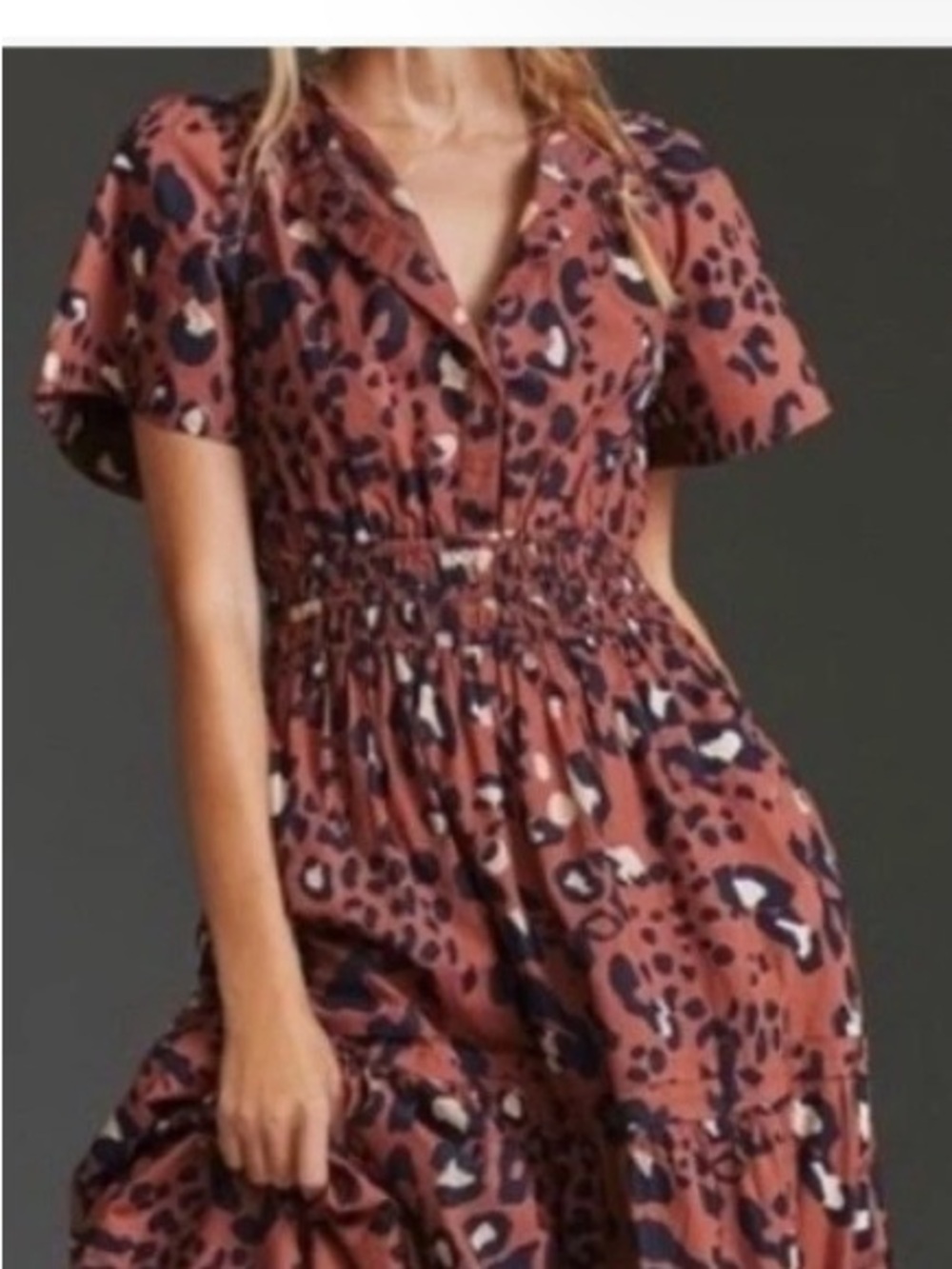 EUC Anthropologie Maeve  Somerset Dress in Leopard. Size Small